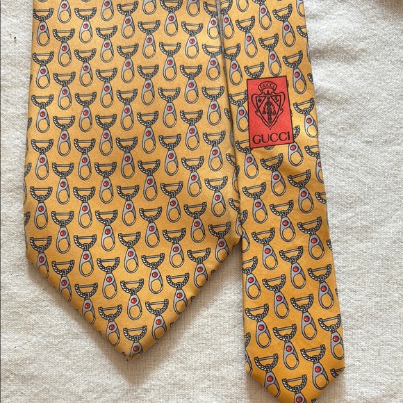 Gucci Yellow Patterned Men's Tie - Picture 1 of 6